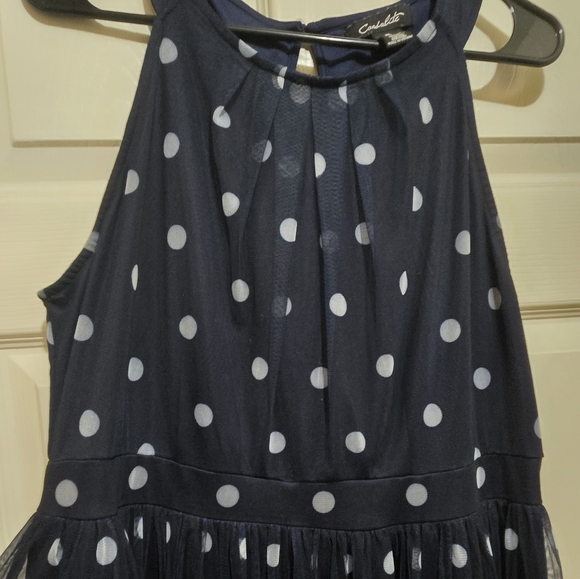 Long sleeveless blue with white polka dots - Picture 4 of 6